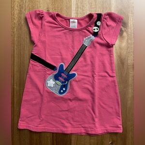 Gymboree Pink Dress with Embroidered Blue Guitar